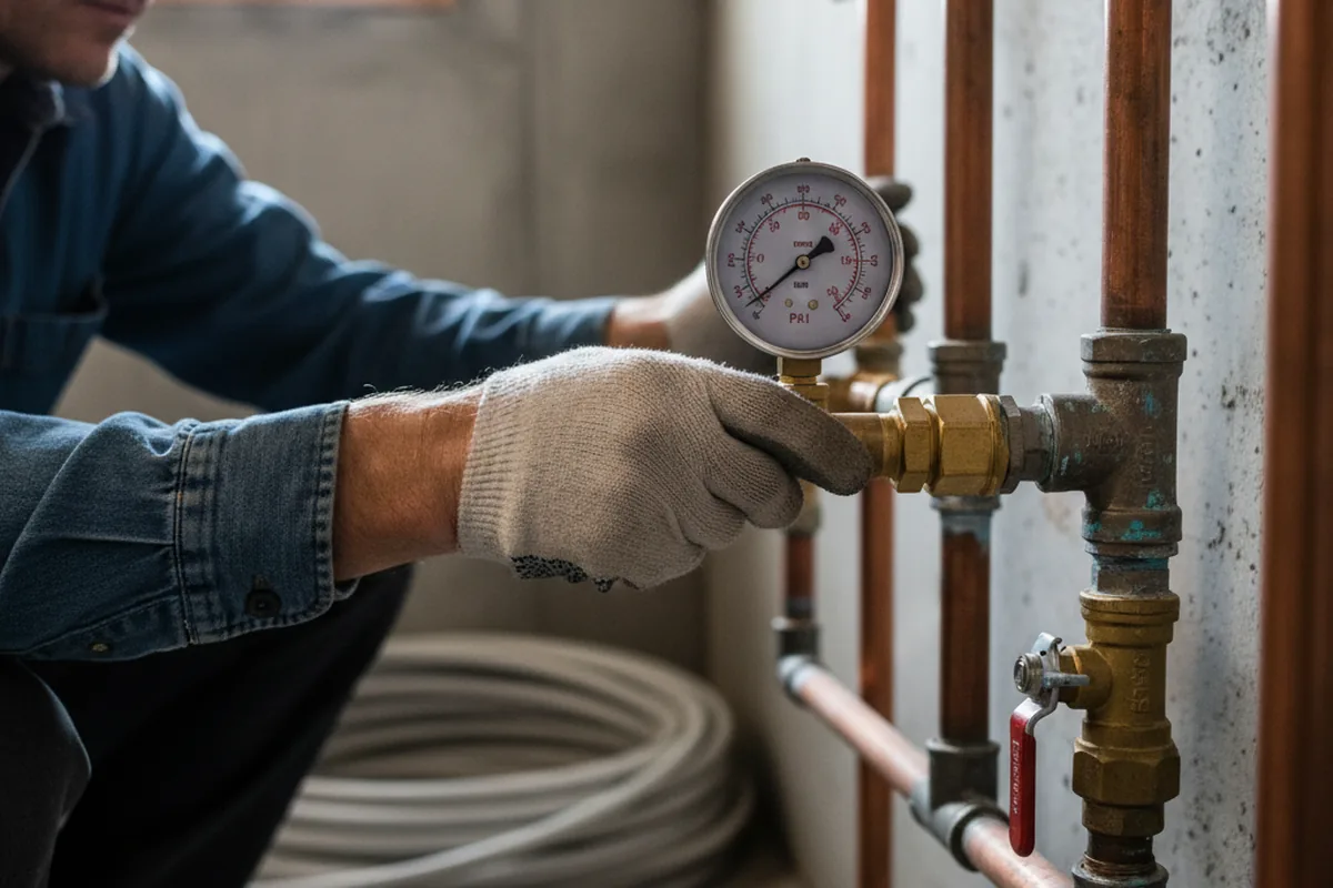 Pressure testing a repaired line during Water Line Repair in East Orleans